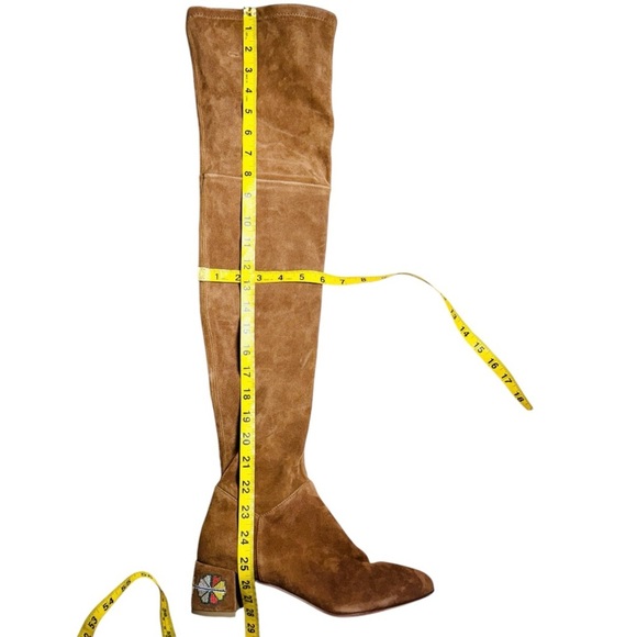 ETRO brown suede embroidered heel over the knee boots NEW - Picture 8 of 9
